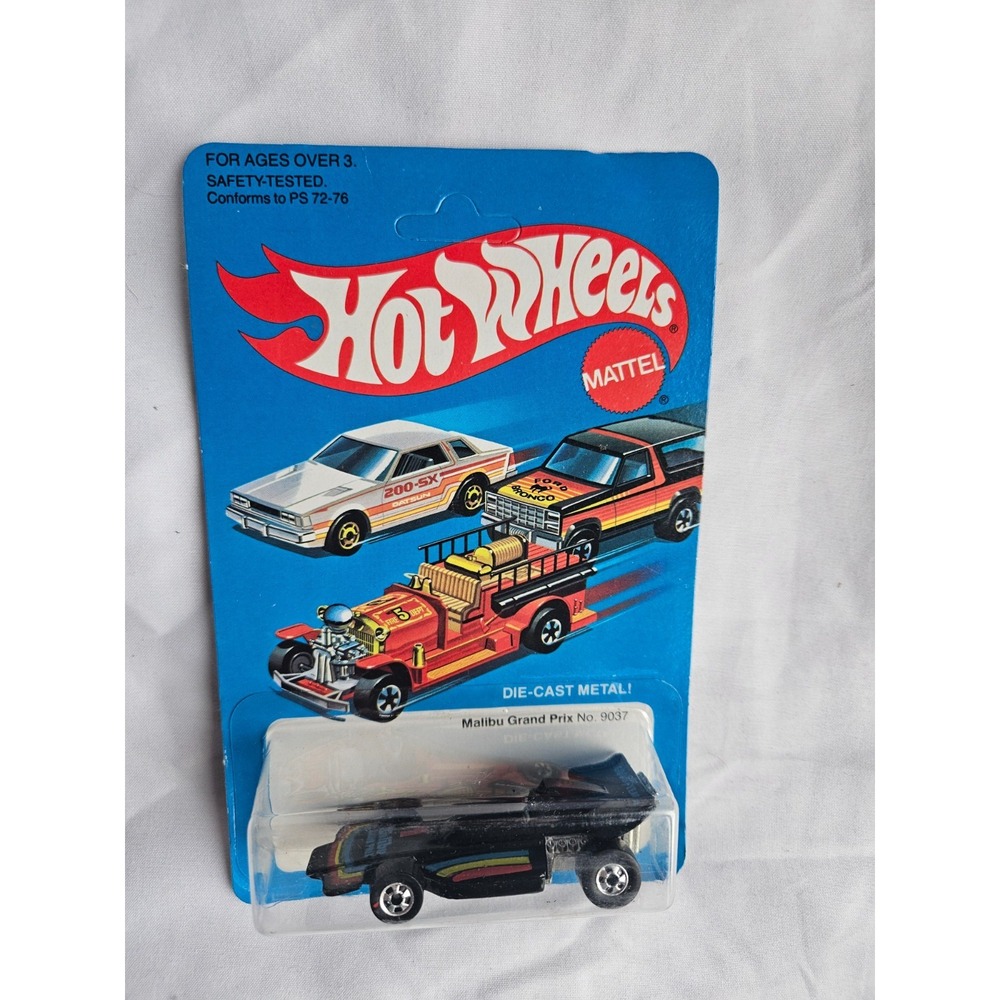1973 Vintage Hot Wheels Malibu Grand Prix #9037 Malaysia MOC Unpunched 1982 card